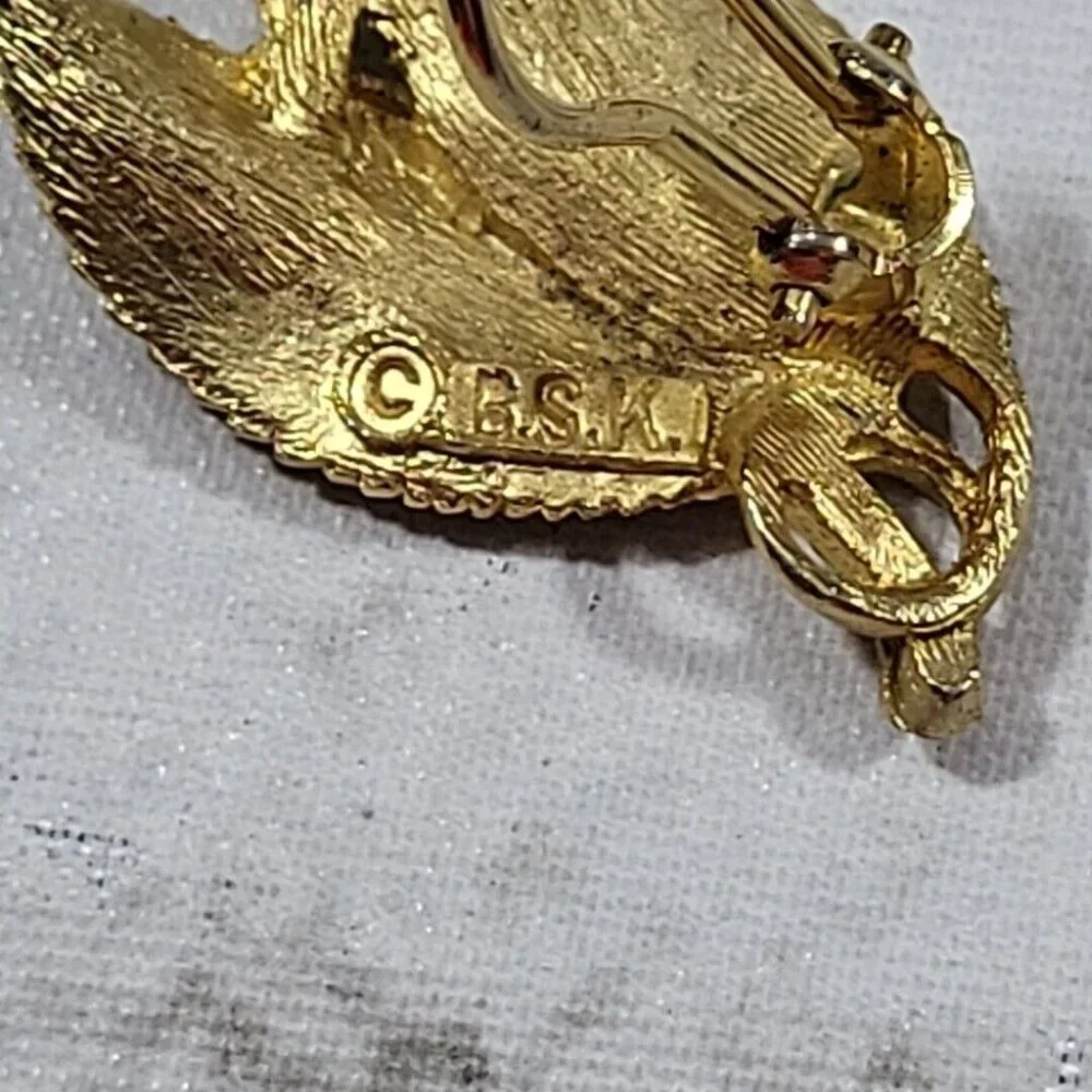 Vtg RSK Goldtone Leaves‎ Clip Earrings 1